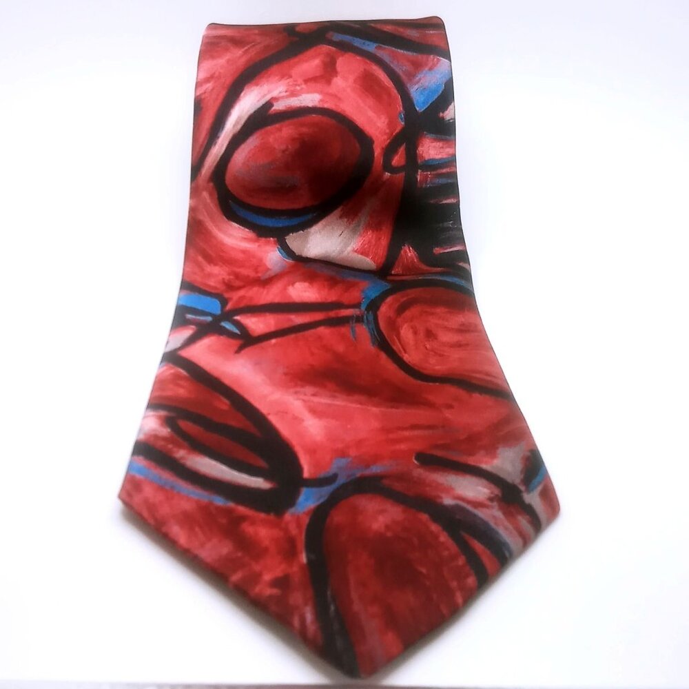 Vintage Ketch Classic Men's Tie Abstract Print Red Black Blue Polyester 57"Long